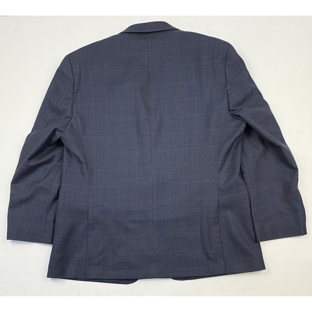 Tallia For Ticknors Wool Sport Coat 46r W/Blue/Brown Windowpane Plaid View 4